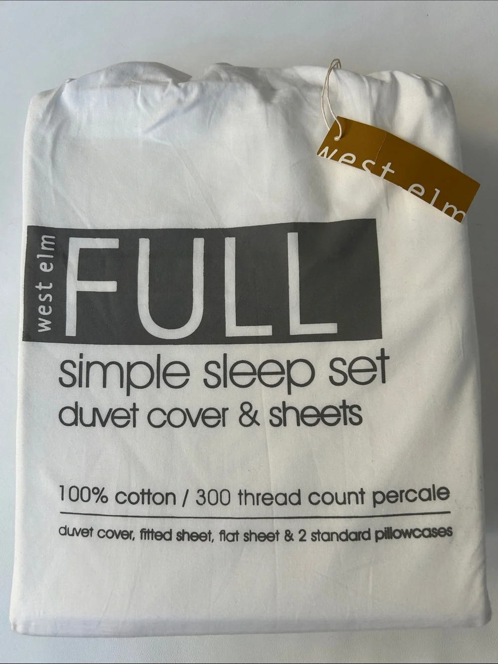 West Elm White Simple Sleep Set Duvet Cover & Sheets